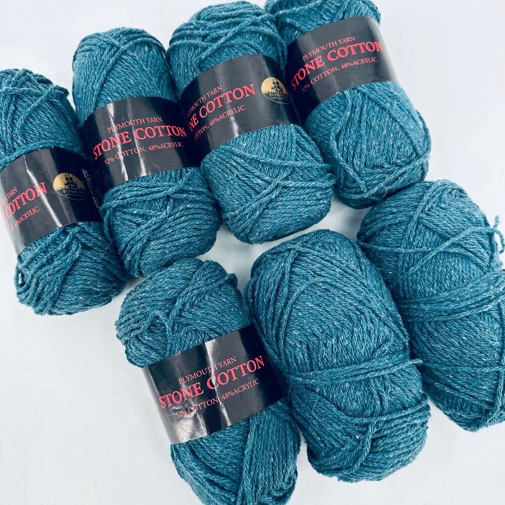 7 Plymouth Yarns Stone Cotton Acrylic Blend Skeins Peacock Blue #29